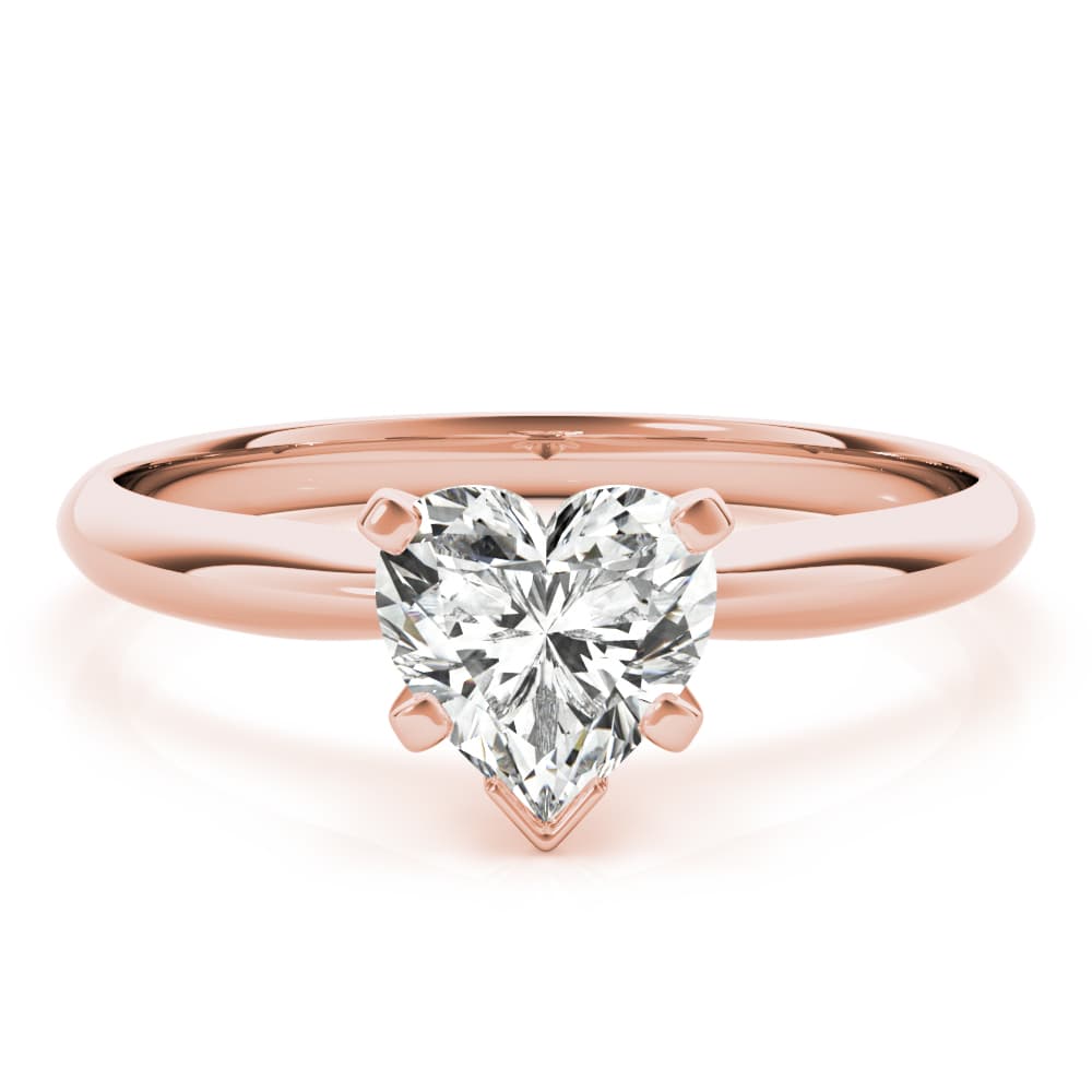 Solitaire Heart Engagement Ring, style F1625, On hand view in rose gold