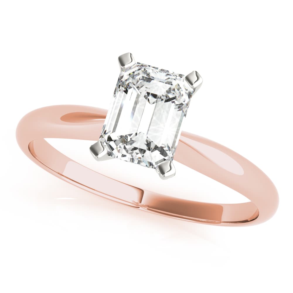 Solitaire Emerald Cut Engagement Ring, style F1626, Front view in rose gold