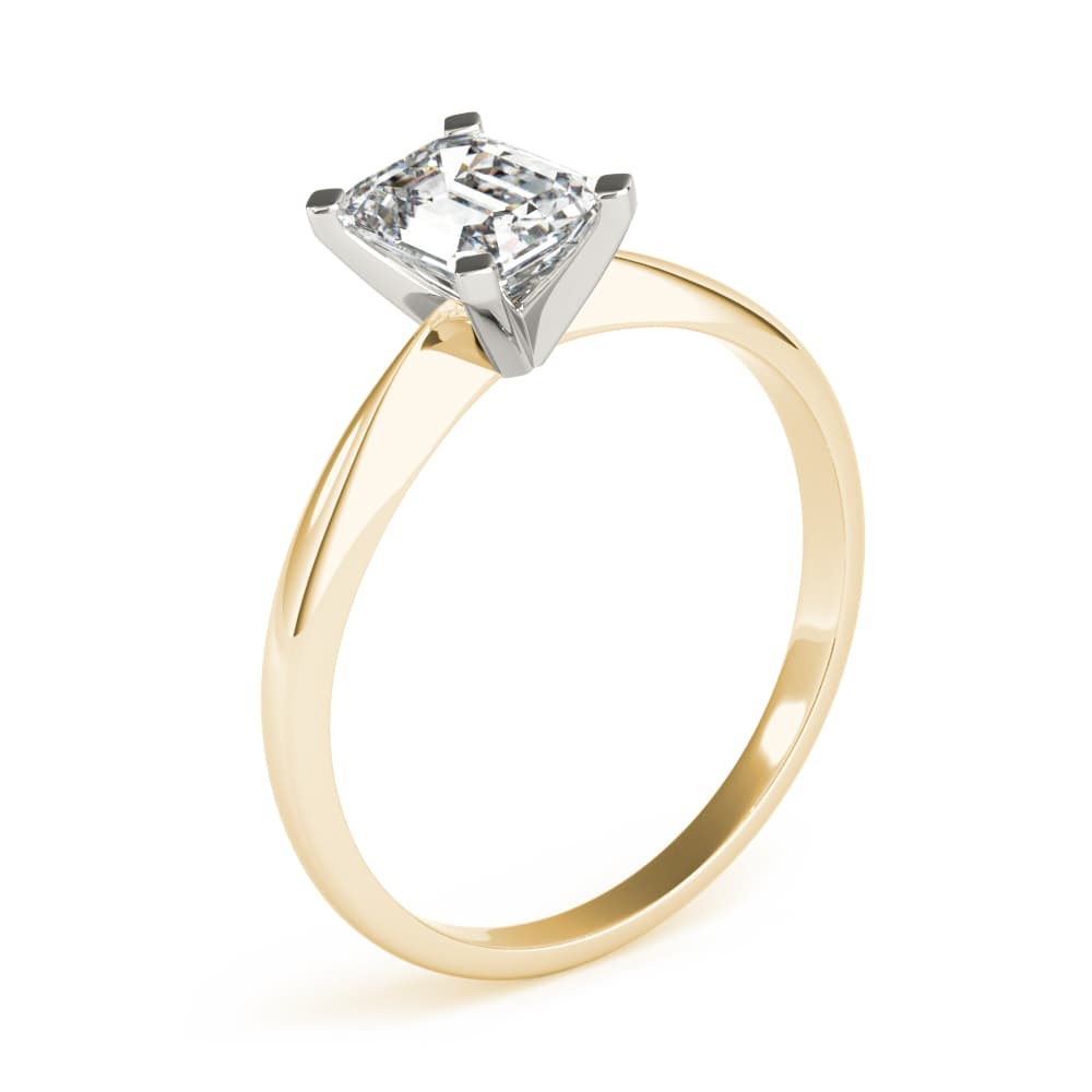 Solitaire Emerald Cut Engagement Ring, style F1626, Angle view in yellow gold