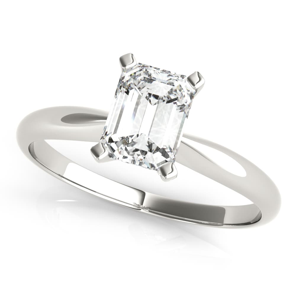 Solitaire Emerald Cut Engagement Ring — style F1626 in 14k White Gold