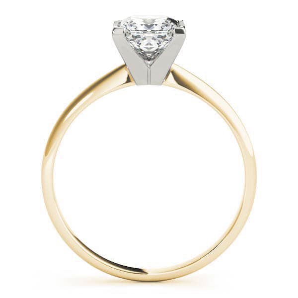Solitaire Princess Cut Engagement Ring, style F1627, Side view in yellow gold