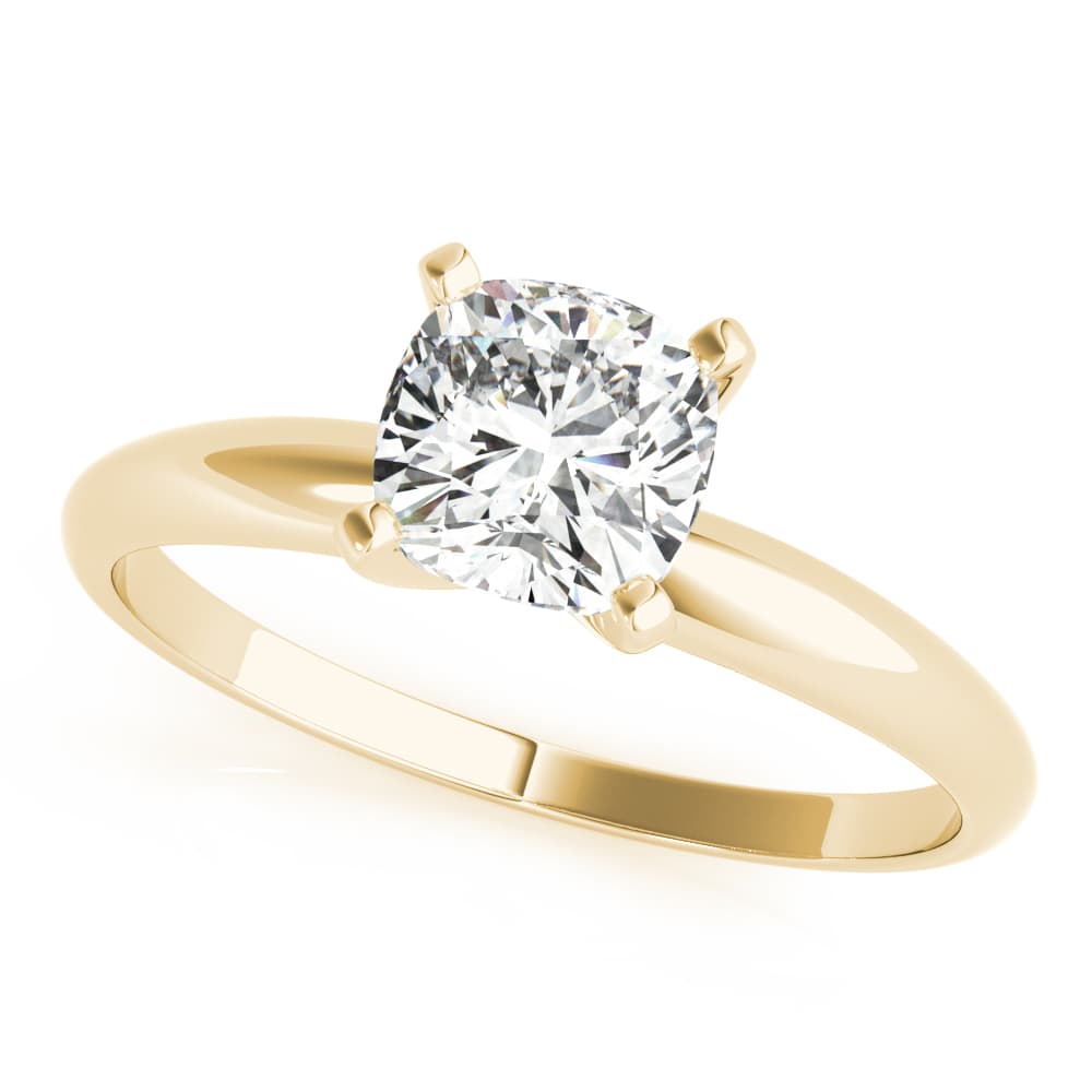 Cushion Solitaire, style F1628, Front view in yellow gold