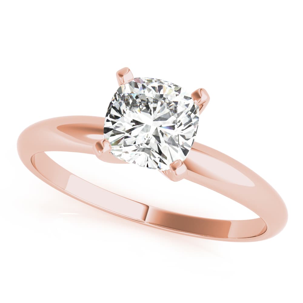 Cushion Solitaire, style F1628, Front view in rose gold