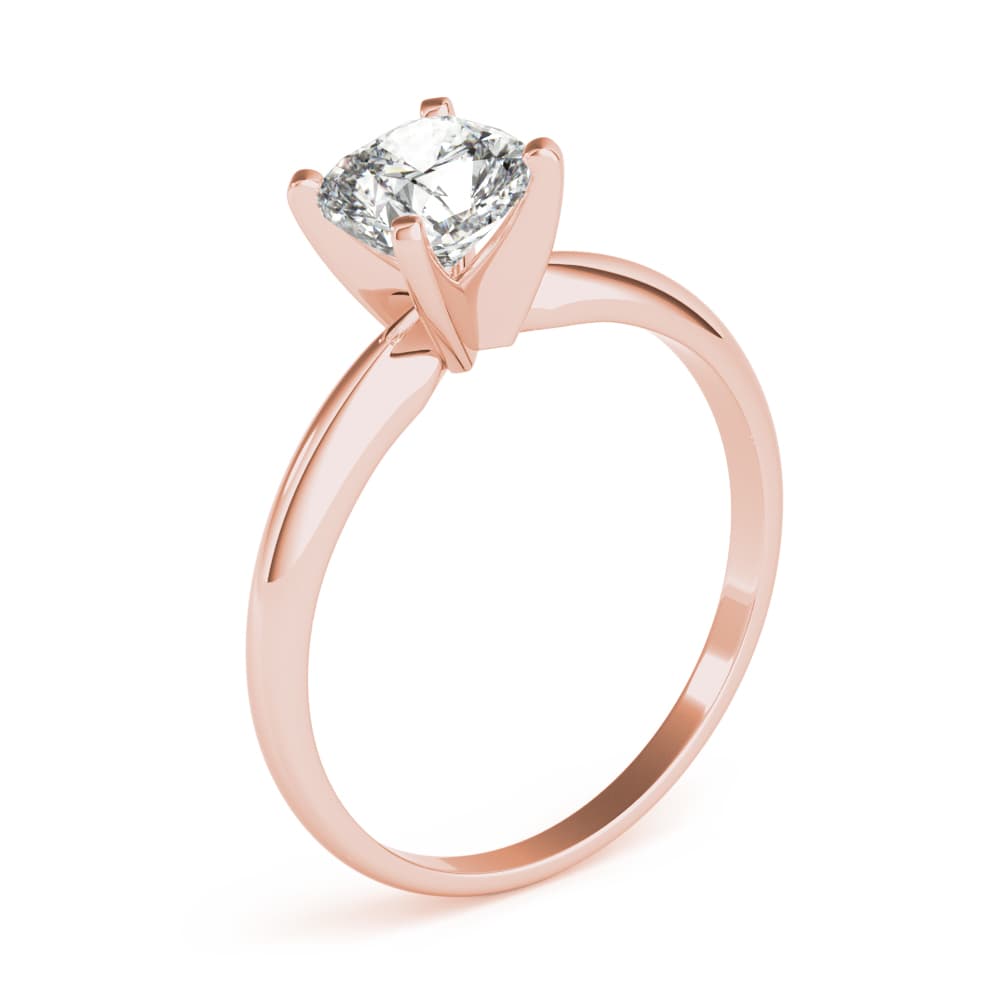 Cushion Solitaire, style F1628, Angle view in rose gold