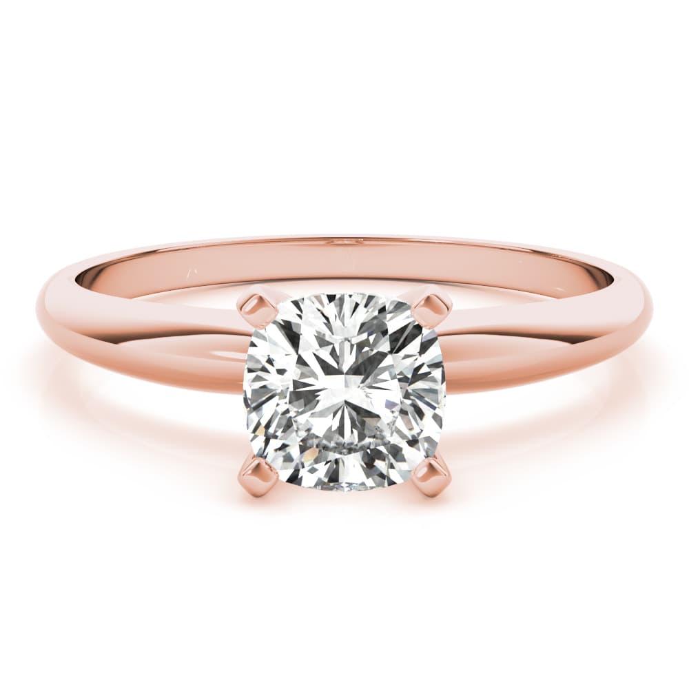 Cushion Solitaire, style F1628, On hand view in rose gold