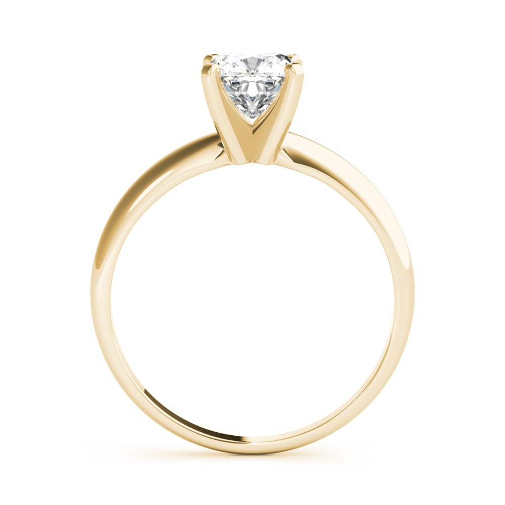 Cushion Solitaire, style F1628, Side view in yellow gold