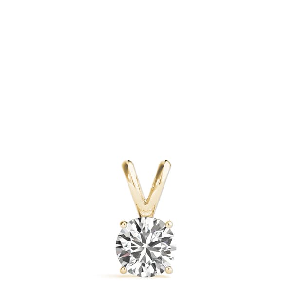 Round Solitaire Pendant, On hand view in yellow gold