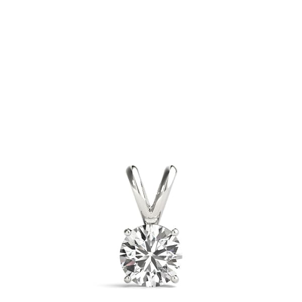 Round Solitaire Pendant, On hand view in white gold or platinum