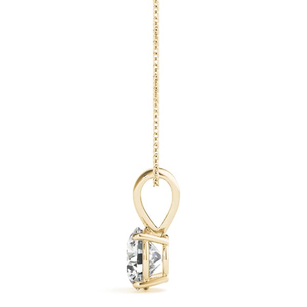 Round Solitaire Pendant, Side view in yellow gold