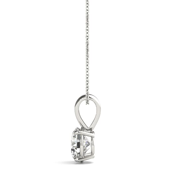 Round Solitaire Pendant, Side view in white gold or platinum