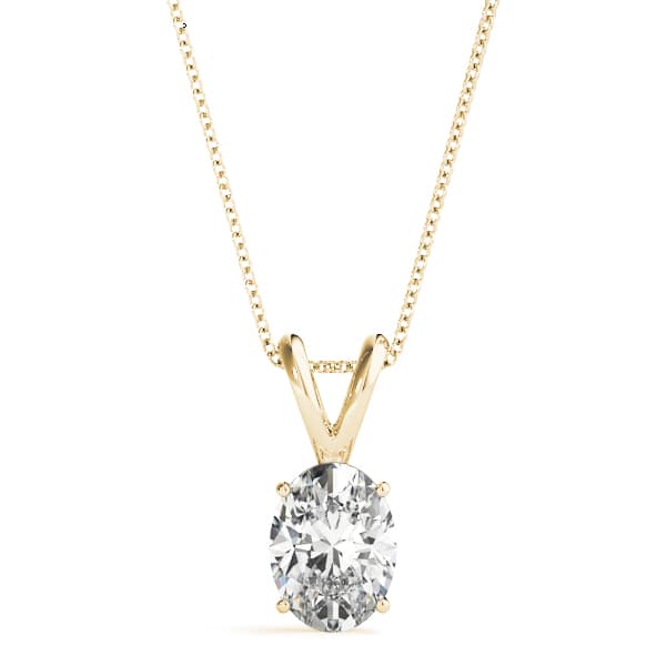 Oval Shaped Pendant, Front view in yellow gold