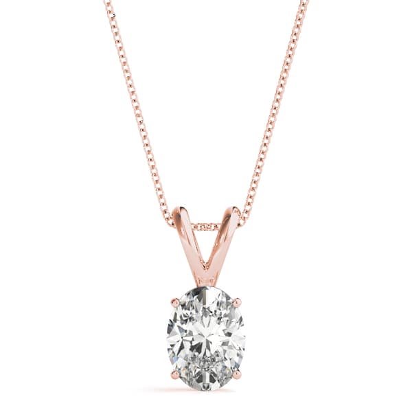 Oval Shaped Pendant, Front view in rose gold