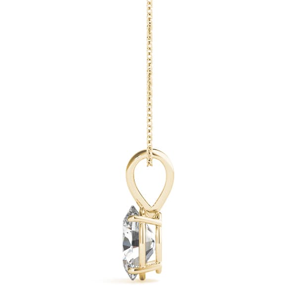 Oval Shaped Pendant, Side view in yellow gold