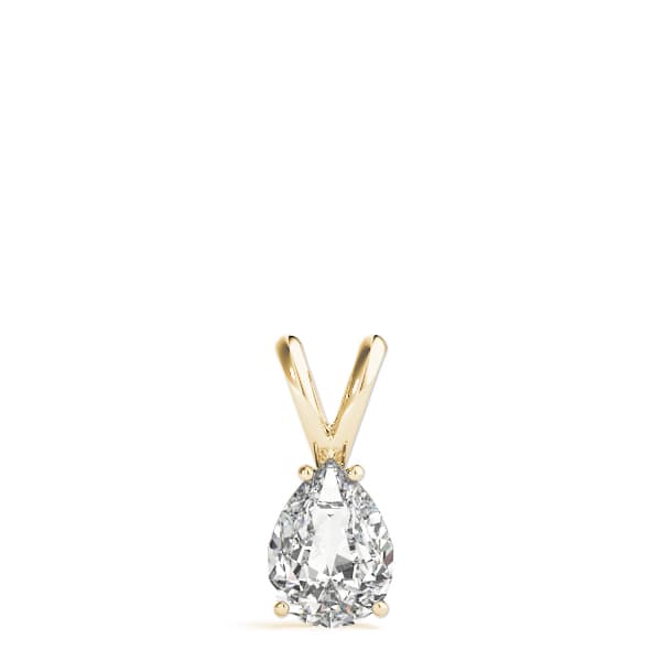 8x6 mm 4-prong Pear Pendant, On hand view in yellow gold