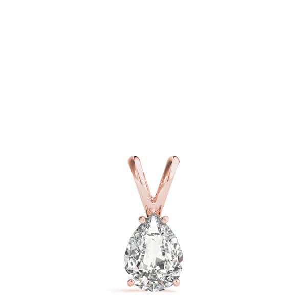 4-Prong Pear Pendant, 4.5x2.5 mm, On hand view in rose gold
