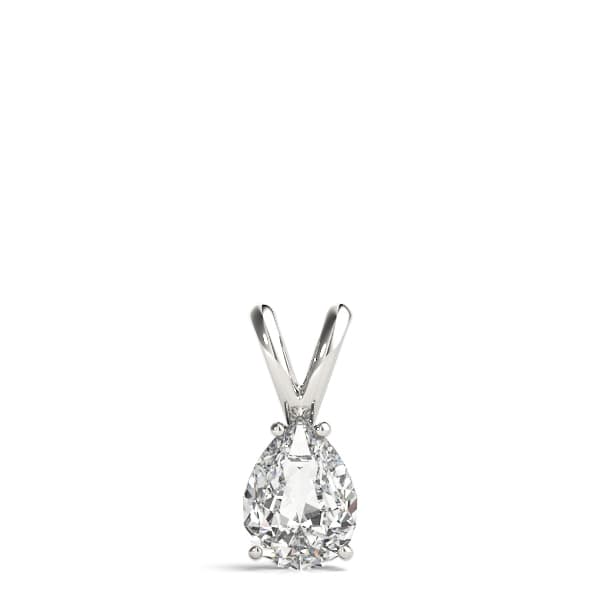4-Prong Pear Pendant, 6x4 mm (0.50 ct. center), On hand view in white gold or platinum