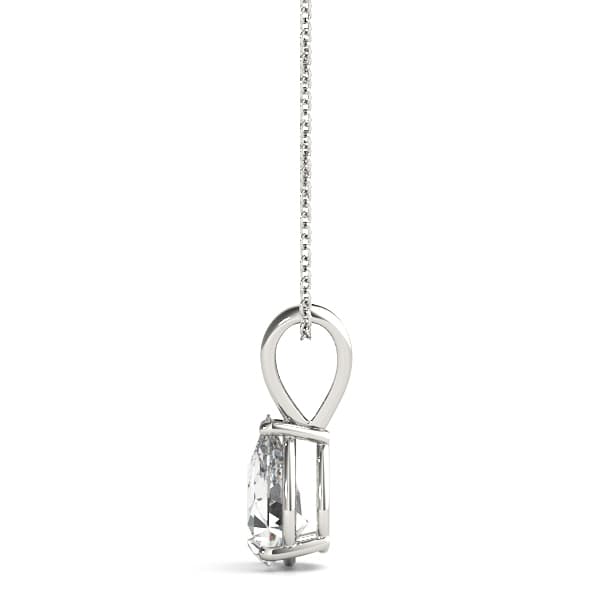 4-Prong Pear Pendant, 6x4 mm (0.50 ct. center), Side view in white gold or platinum