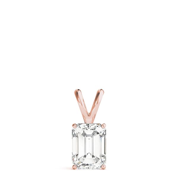 Classic Solitaire Emerald Prong Set Pendant, On hand view in rose gold