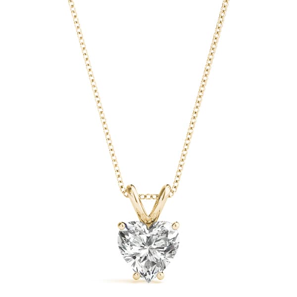 4mm (25pt)4-prong Heart Pendant, Front view in yellow gold