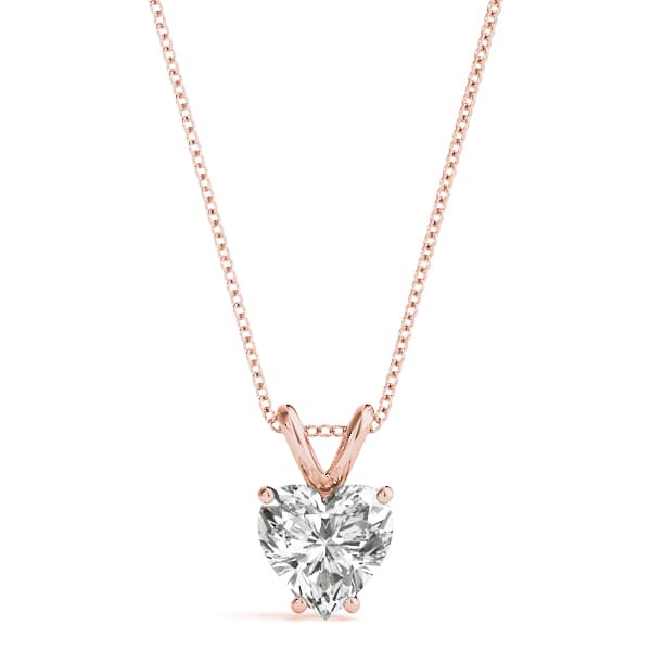 6mm (75pt)4-prong Heart Pendant, Front view in rose gold