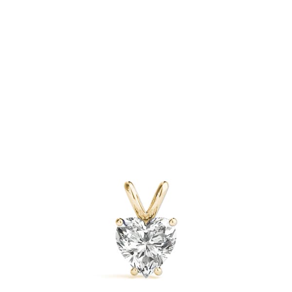 4mm (25pt)4-prong Heart Pendant, On hand view in yellow gold