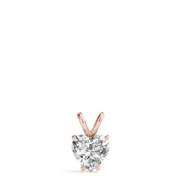 6mm (75pt)4-prong Heart Pendant, On hand view in rose gold