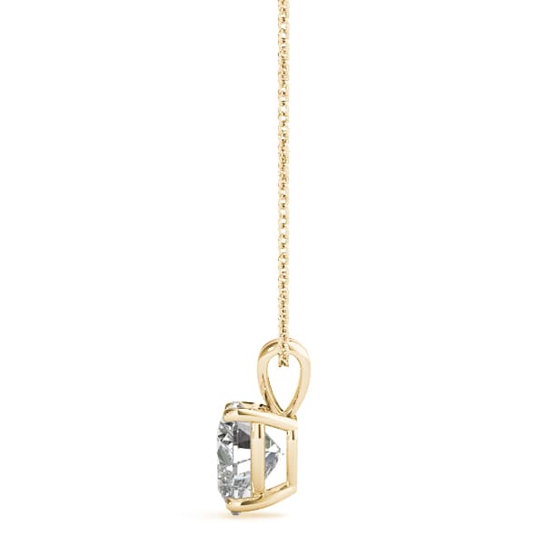 4mm (25pt)4-prong Heart Pendant, Side view in yellow gold