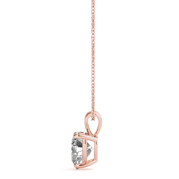6mm (75pt)4-prong Heart Pendant, Side view in rose gold