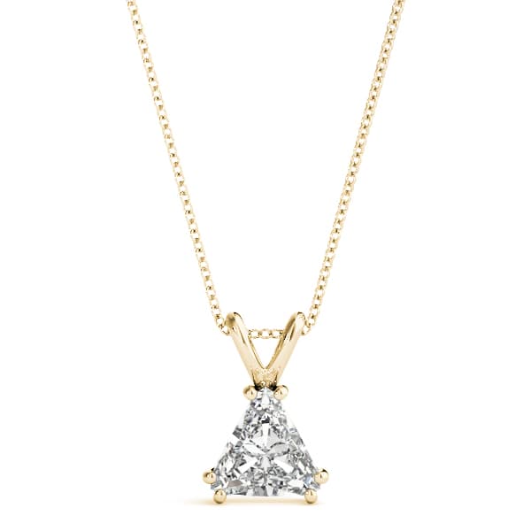 Solitaire Trillion Cut Pendant, Front view in yellow gold