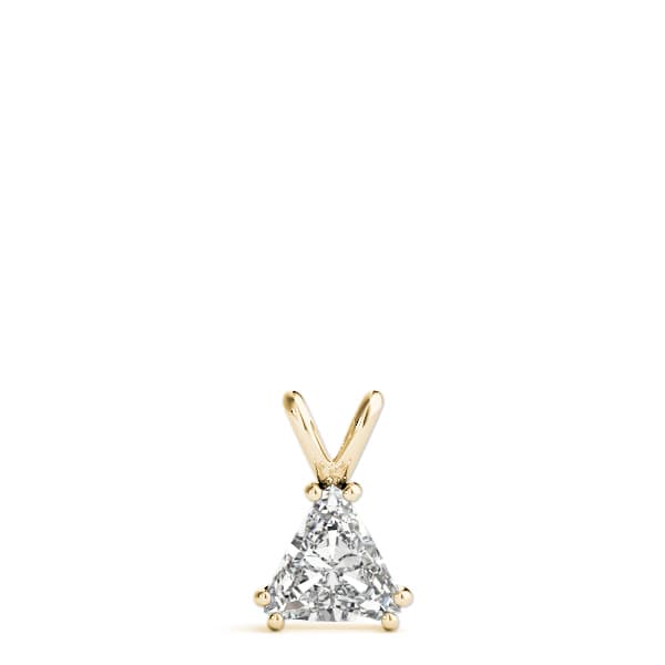 Solitaire Trillion Cut Pendant, On hand view in yellow gold