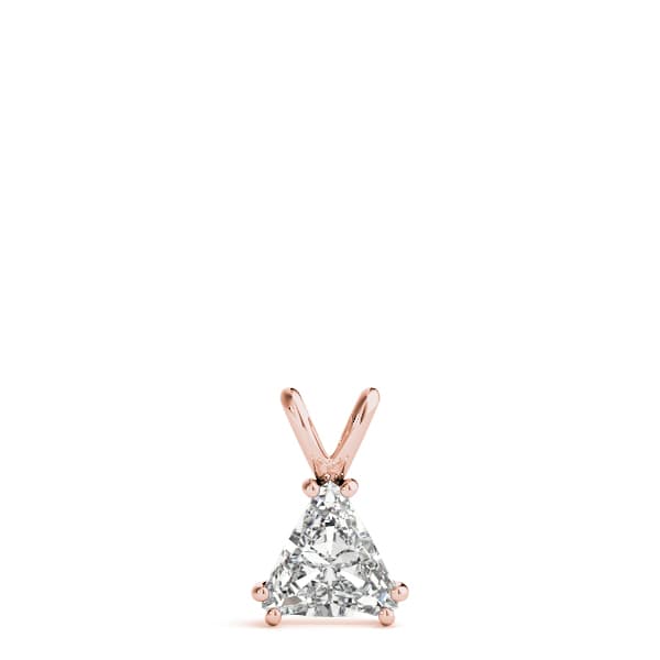 Solitaire Trillion Cut Pendant, On hand view in rose gold