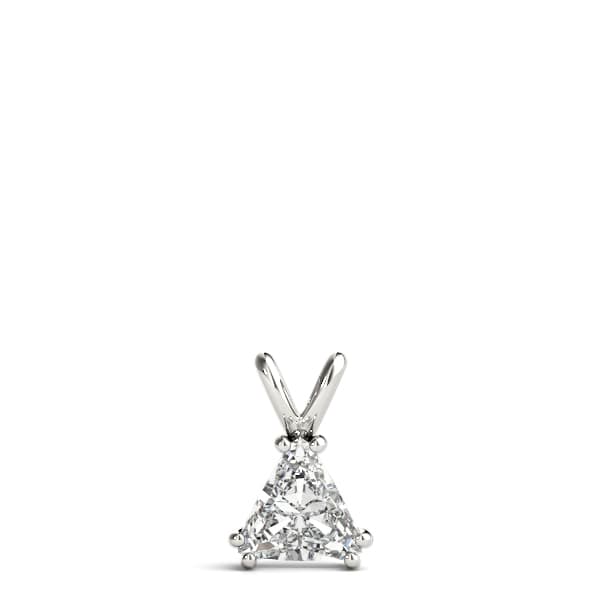Solitaire Trillion Cut Pendant, On hand view in white gold or platinum