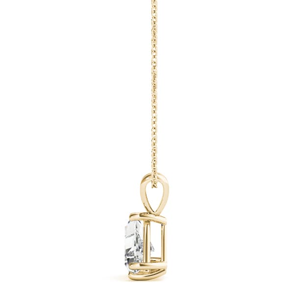 Solitaire Trillion Cut Pendant, Side view in yellow gold