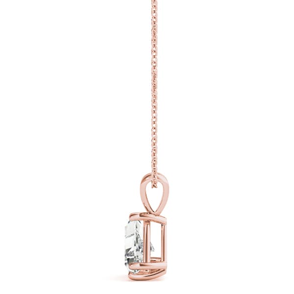 Solitaire Trillion Cut Pendant, Side view in rose gold