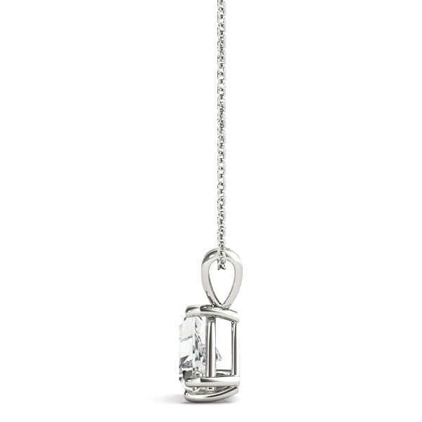 Solitaire Trillion Cut Pendant, Side view in white gold or platinum