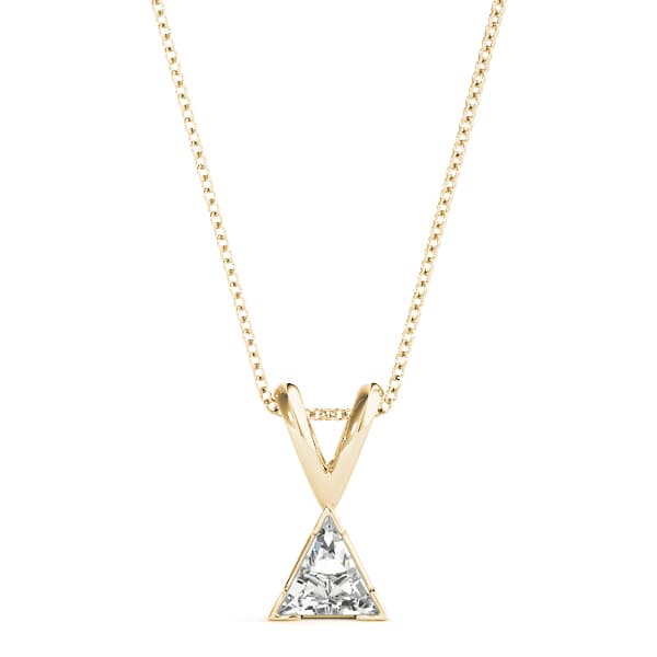 3mm V Corner Trillion Pendant, Front view in yellow gold