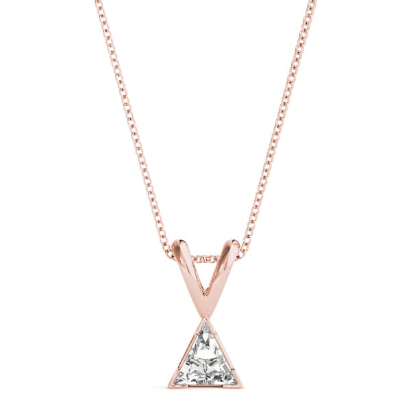 4mm V Corner Trillion Pendant, Front view in rose gold