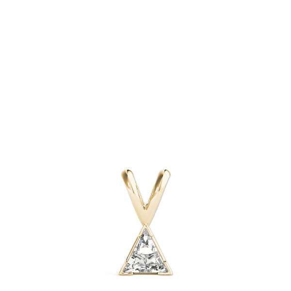3mm V Corner Trillion Pendant, On hand view in yellow gold