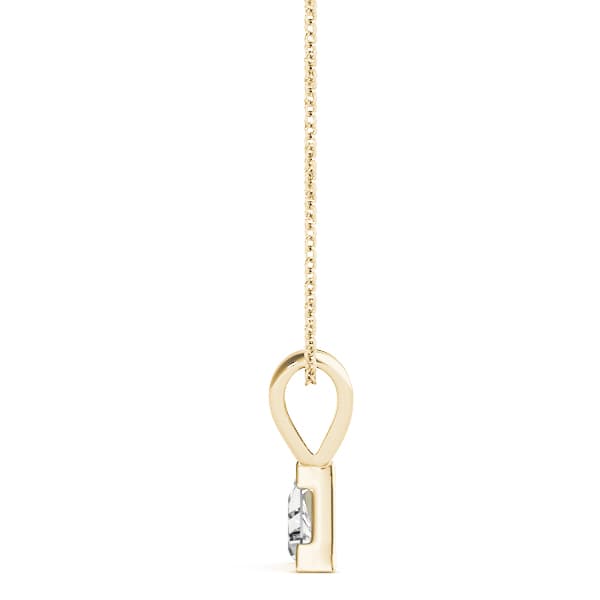 3mm V Corner Trillion Pendant, Side view in yellow gold