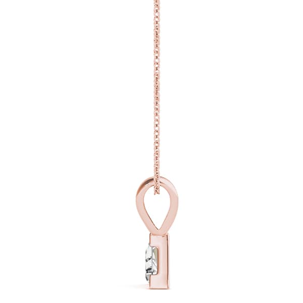 4mm V Corner Trillion Pendant, Side view in rose gold