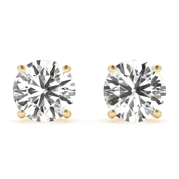0.05 ct Standard 4-prong Diamond Earrings (1 ct. tw.), Front view in yellow gold