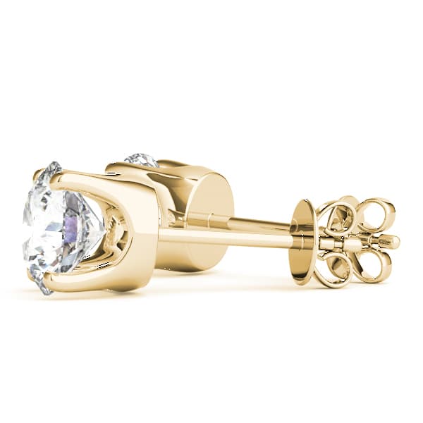0.05 ct Standard 4-prong Diamond Earrings (1 ct. tw.), Angle view in yellow gold