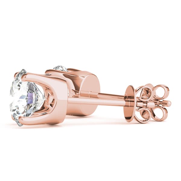 0.05 ct Standard 4-prong Diamond Earrings (0.1 ct. tw.), Angle view in rose gold