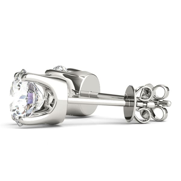 0.05 ct Standard 4-prong Diamond Earrings, Angle view in white gold or platinum