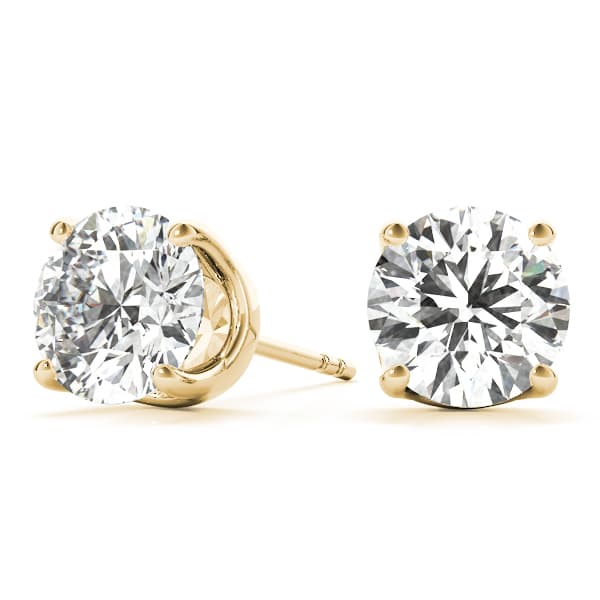 0.05 ct Standard 4-prong Diamond Earrings (1 ct. tw.), On hand view in yellow gold