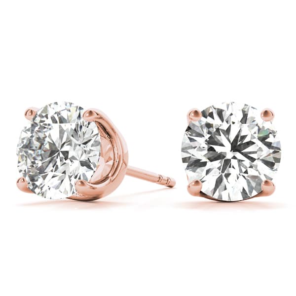 0.05 ct Standard 4-prong Diamond Earrings (0.1 ct. tw.), On hand view in rose gold