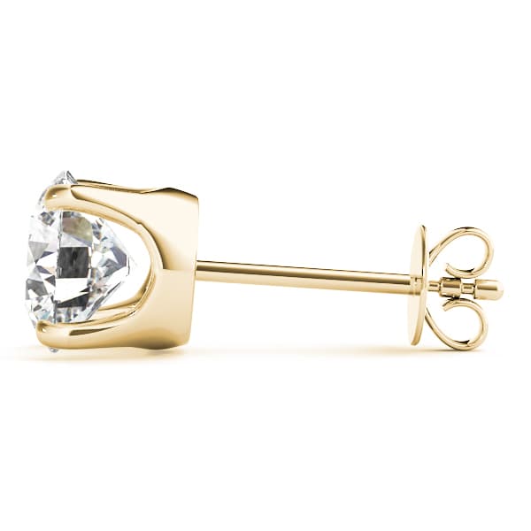 0.05 ct Standard 4-prong Diamond Earrings (1 ct. tw.), Side view in yellow gold