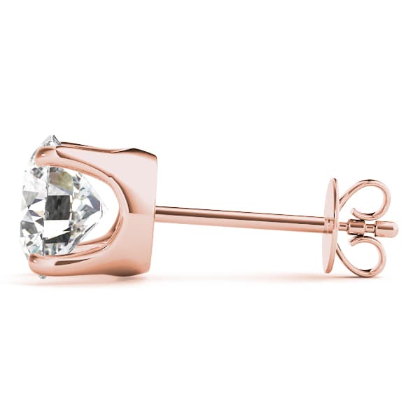 0.05 ct Standard 4-prong Diamond Earrings (0.1 ct. tw.), Side view in rose gold