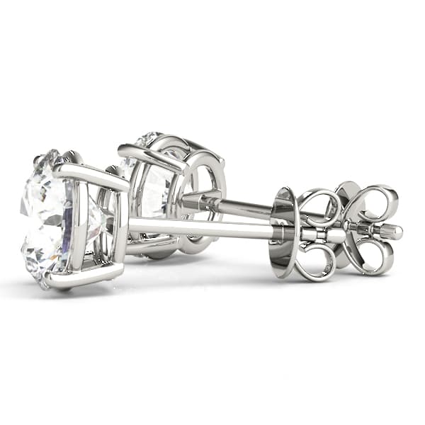 Round 4-Prong Solitaire Studs, Angle view in white gold or platinum