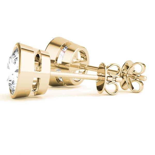 Round Bezel Set Solitaire Studs (1/3 ct. tw.), Angle view in yellow gold